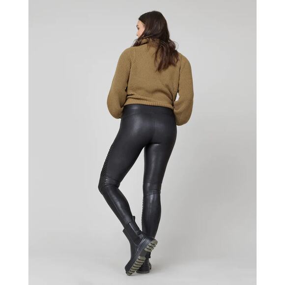 SPANX Women’s Black Leather-Look Leggings size Small - Picture 4 of 15